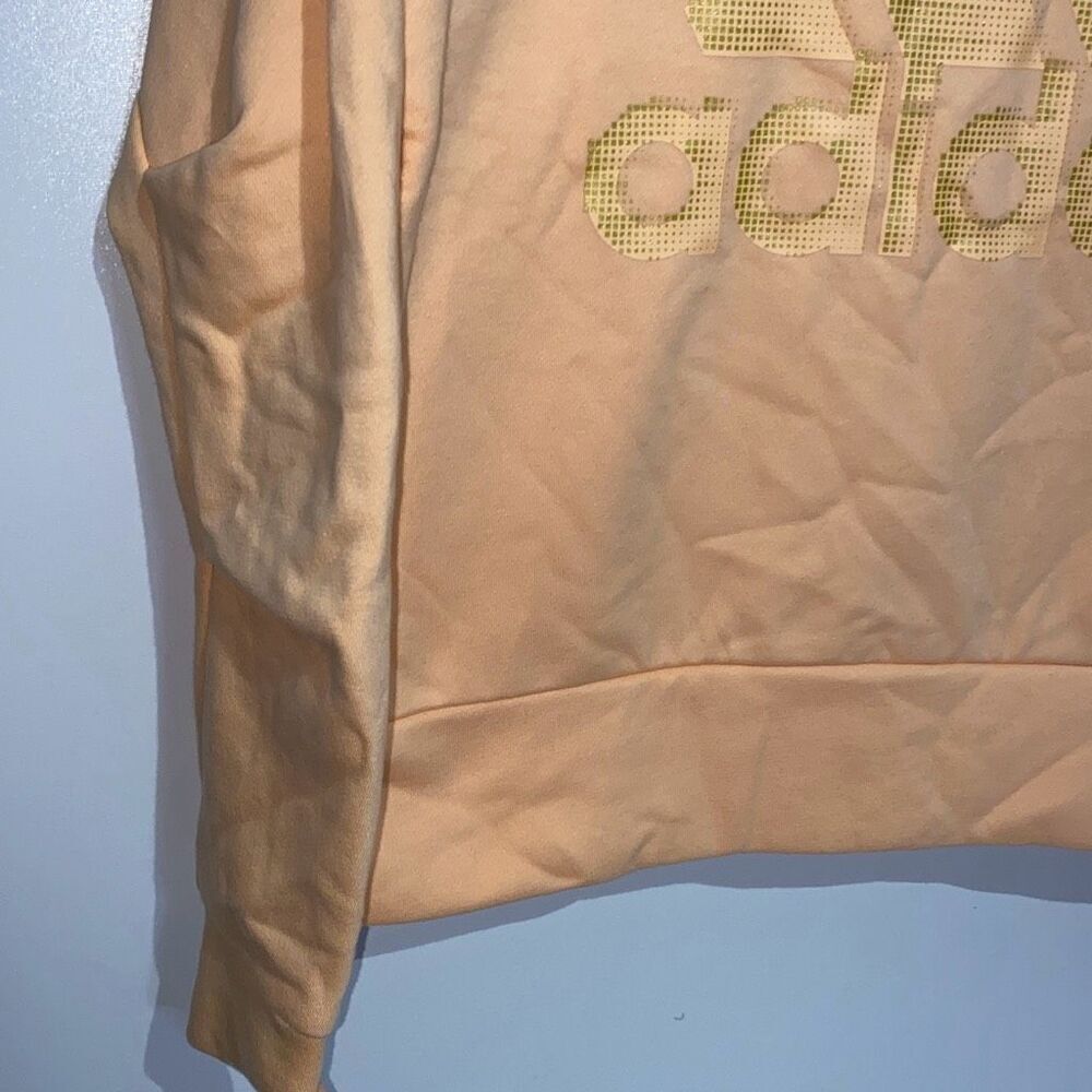 Adidas Womens Sweater Pullover Crewneck Sweatshirt Orange Small Glam Logo Snap S - Picture 2 of 7